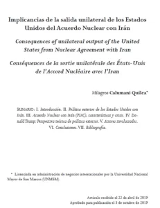 Implicancias de la salida unilateral de los Estados Unidos del Acuerdo Nuclear con Irán