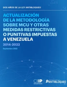 Actualización de la metodología sobre MCU y otras medidas restrictivas o punitivas impuestas a Venezuela