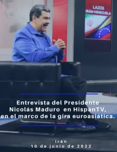 Entrevista especial de HispanTV con el presidente de Venezuela Nicolás Maduro durante su visita a Irán, en el marco de su gira euroasiática
