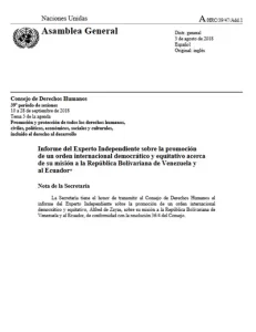 Informe sobre la promoción de un orden internacional democrático y equitativo acerca de su misión de Venezuela y al Ecuador