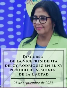 Intervención de la vicepresidenta Delcy Rodríguez en el 15º Período de Sesiones de la Unctad