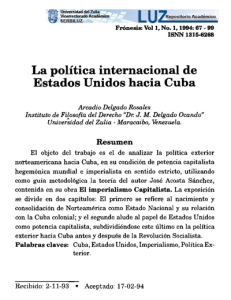La Política Internacional de Estados Unidos hacia Cuba