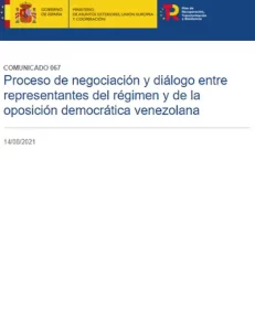 Comunicado del gobierno de España sobre el proceso de negociación
