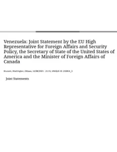 Comunicado conjunto entre EE.UU, UE y Cánada sobre Venezuela