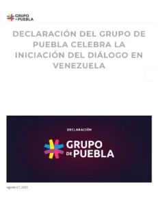 Declaración del Grupo de Puebla celebra la iniciación del diálogo en Venezuela