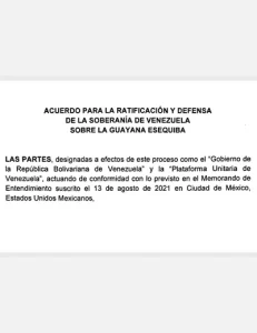Acuerdo para la ratificación y defensa de la soberanía de Venezuela sobre Guayana Esequiba